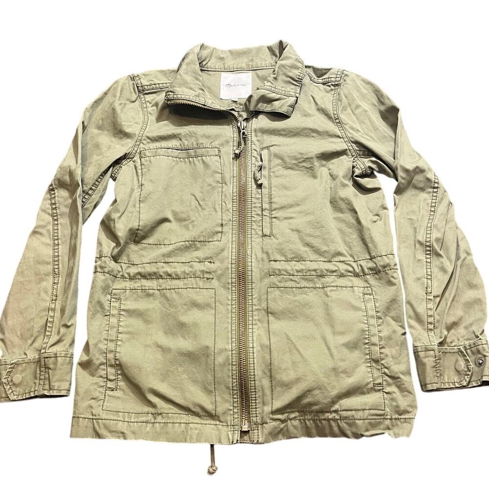 Madewell Women's Fleet Jacket Olive Green‎ Size Medium Full Zip Military Style